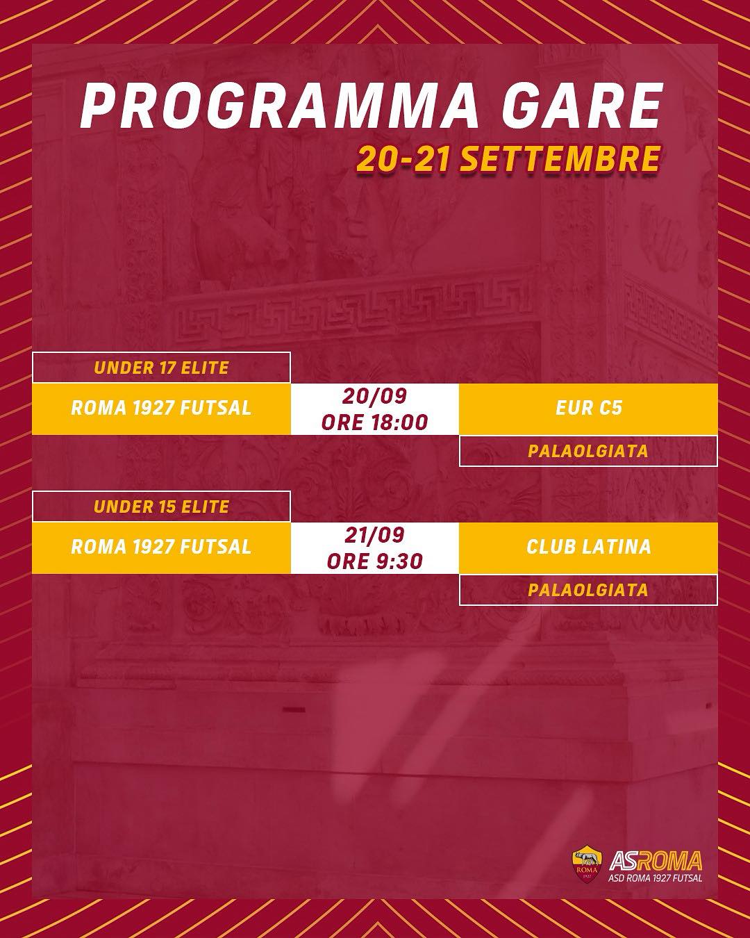 Programma gare 20/21 settembre 2025