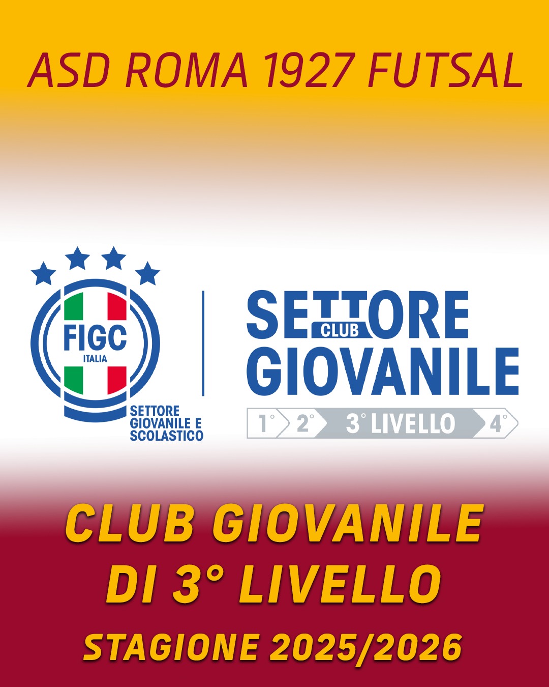 La Roma 1927 Futsal diventa Club Giovanile di 3° livello