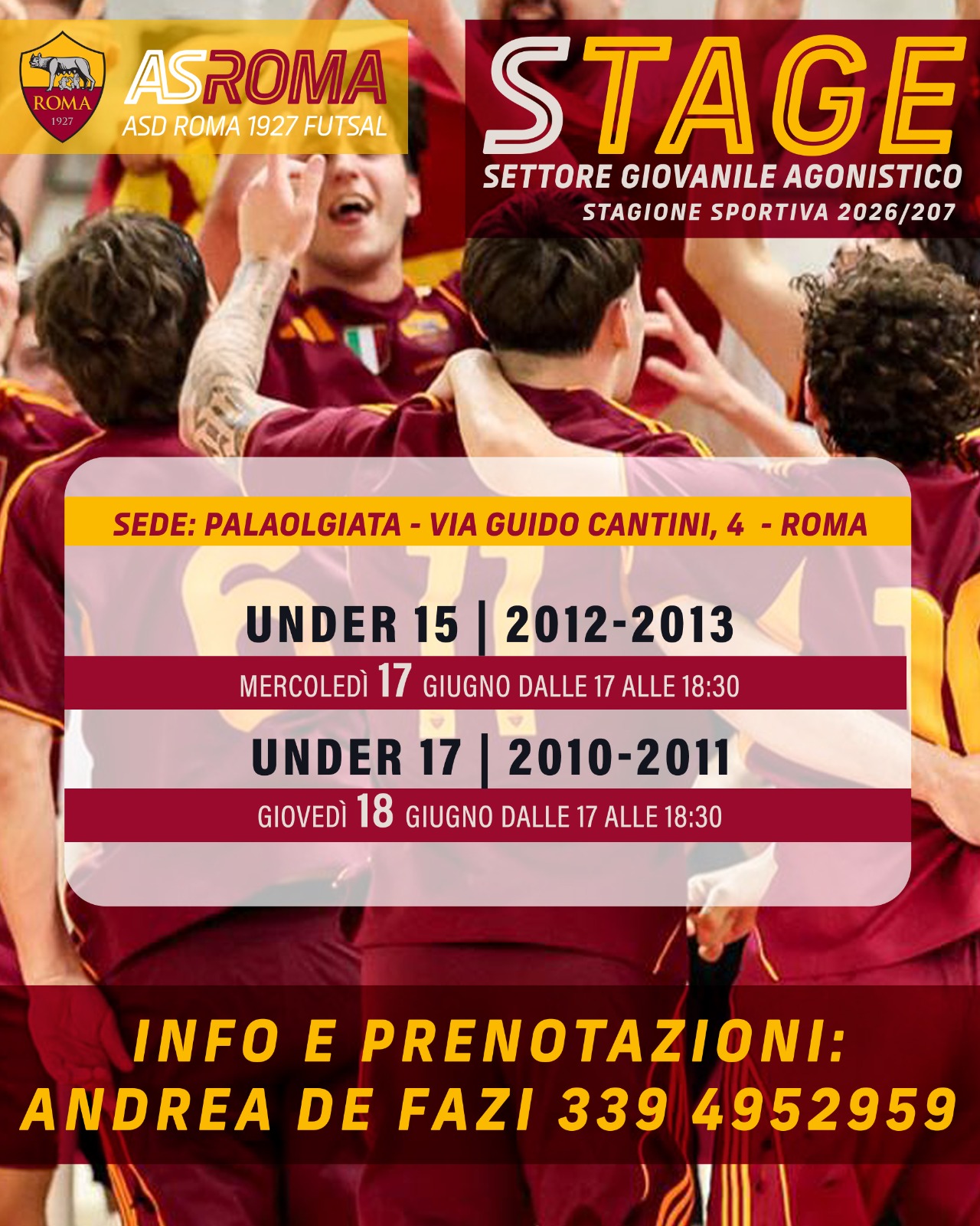 Stagione 26/27 | Stage settore giovanile agonistico 