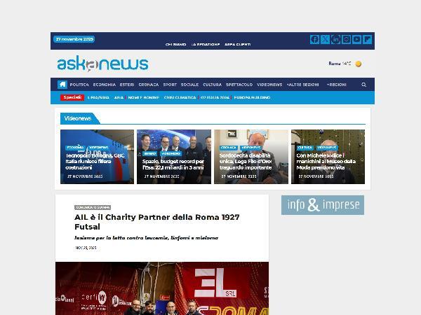 L'articolo su Askanews.it dedicato alla Roma 1927 Futsal