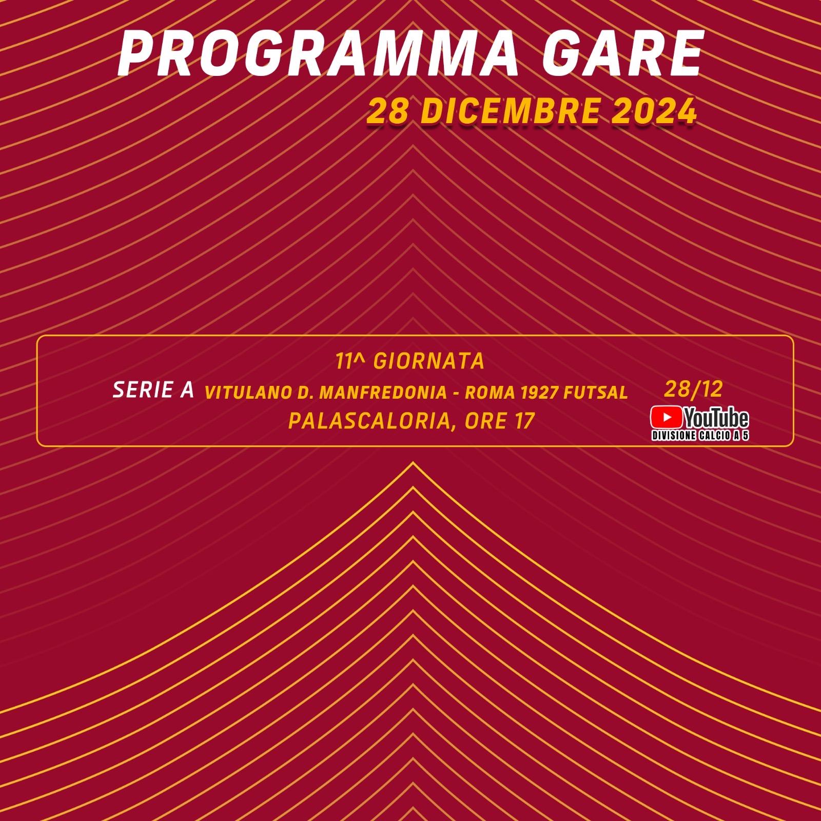 Programma gare 28 dicembre 2024