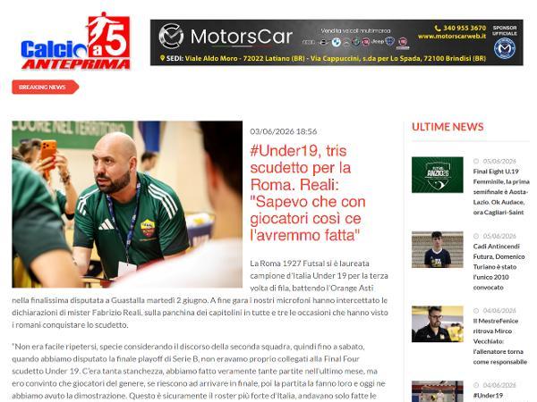 L'intervista al Mister Fabrizio Reali su Calcio a 5 Anteprima