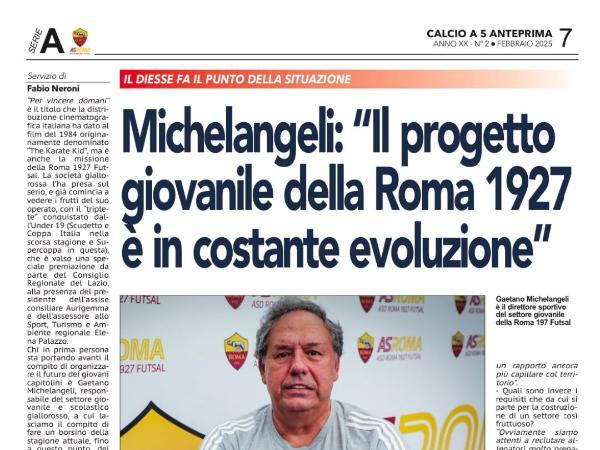 La copertina e le pagine di Calcio a 5 Anteprima mensile febbraio 2025 dedicate alla Roma 1927 Futsal