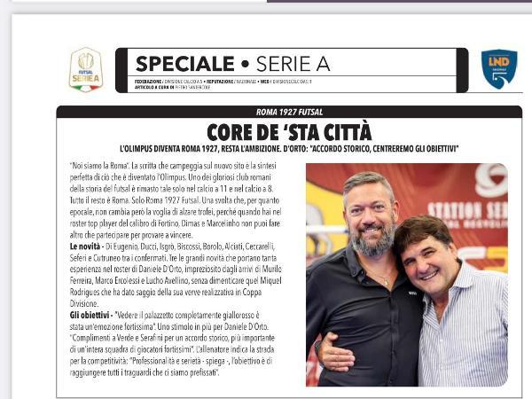 Le pagine dedicate alla Roma 1927 Futsal su Calcio a 5 Live Magazine