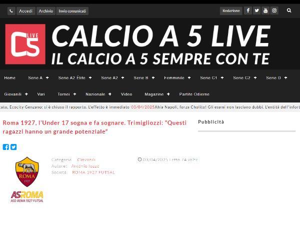 L'intervista a Luca Trimigliozzi su Calcio a 5 Live