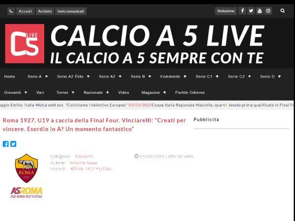 L'intervista ad Andrea Vinciarelli su Calcio a 5 Live