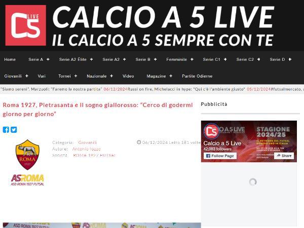 L'intervista a Luca Pietrasanta su Calcio a 5 Live