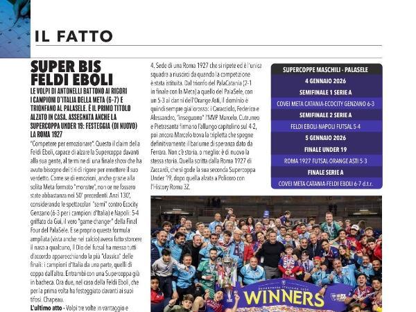 L'articolo dedicato alla Roma 1927 Futsal su Calcio a 5 Live Magazine