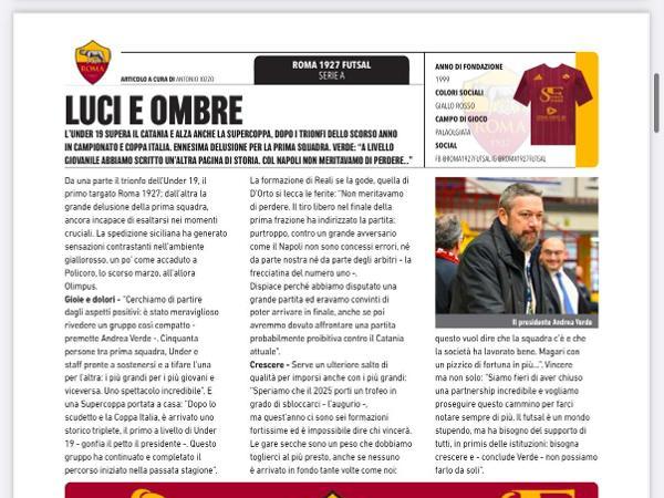 Le pagine dedicate alla Roma 1927 Futsal su Calcio a 5 Live Magazine