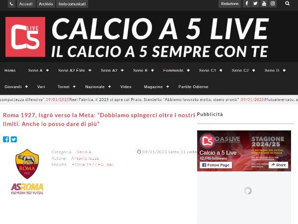 L'intervista ad Antonino Isgrò su Calcio a 5 Live