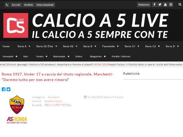 L'intervista a Niccolò Marchetti su Calcio a 5 Live