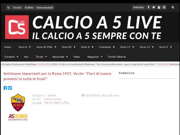 L'intervista al Presidente Andrea Verde su Calcio a 5 Live