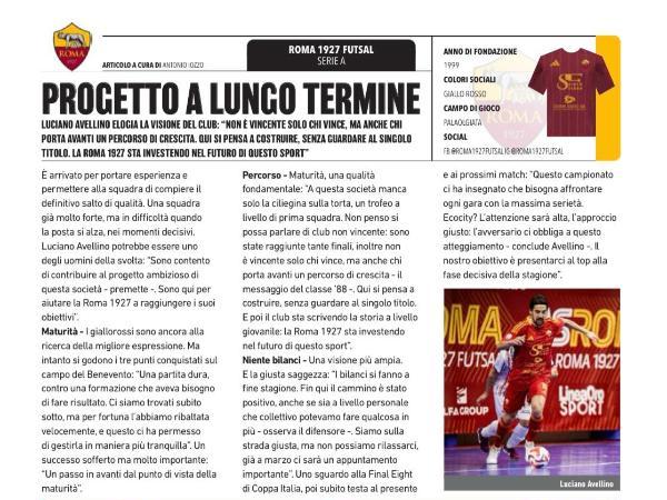 Le pagine dedicate alla Roma 1927 Futsal su Calcio a 5 Live Magazine