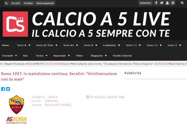 L'intervista al Vicepresidente Renato Serafini su Calcio a 5 Live