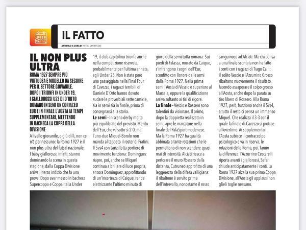 Le pagine di Calcioa 5 Live dedicate alla Roma 1927 Futsal