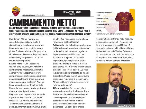 L'intervista al Presidente Andrea Verde su Calcio a 5 Live