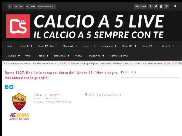 L'intervista al Mister Fabrizio Reali su Calcio a 5 Live