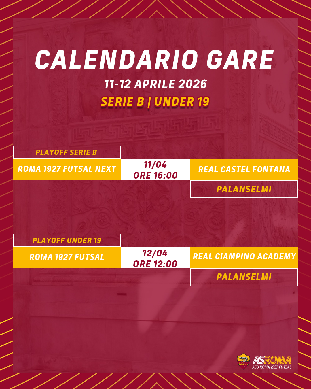 Calendario gare 11-12 aprile 2026
