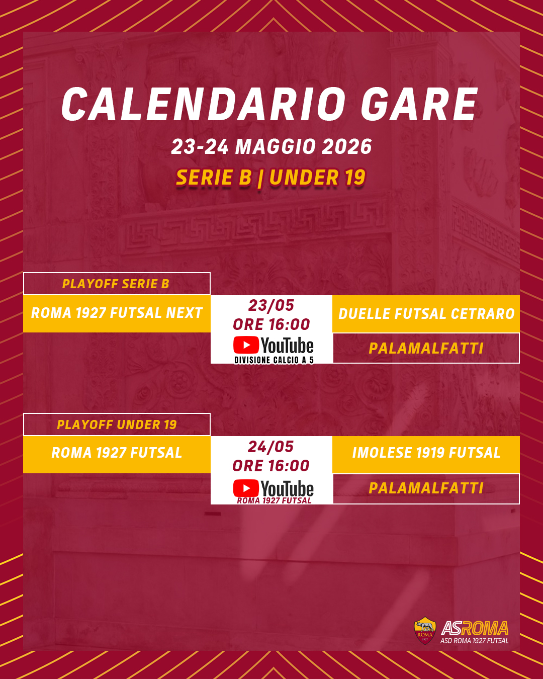 Calendario gare 19-24 maggio 2026