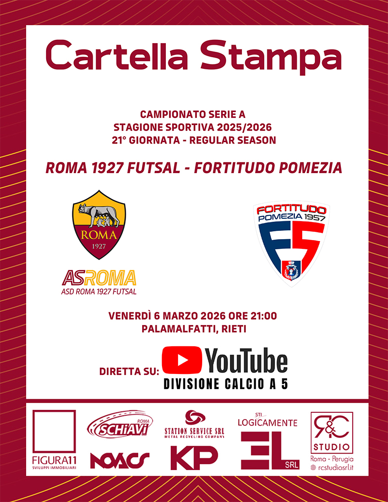 Roma 1927 Futsal - Fortitudo Pomezia | La cartella stampa 