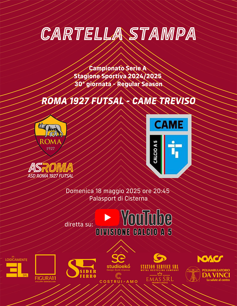 Roma 1927 Futsal - Came Treviso | La cartella stampa 