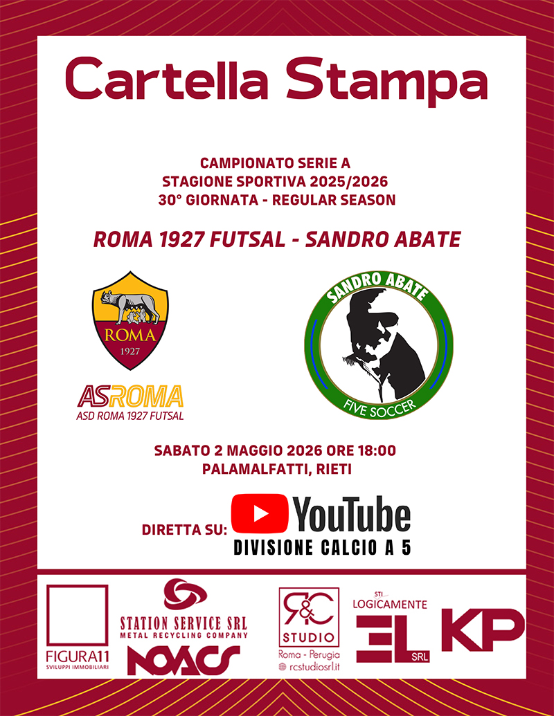 Roma 1927 Futsal - Sandro Abate | La cartella stampa 