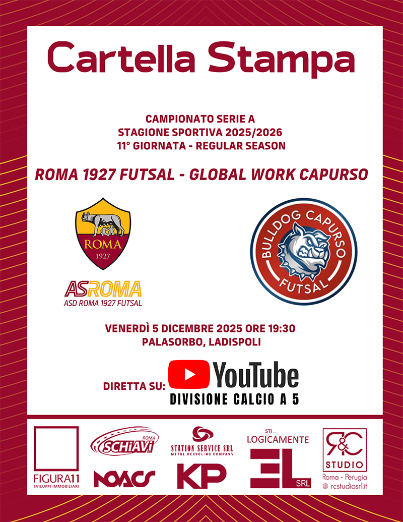 Roma 1927 Futsal - Global Work Capurso | La cartella stampa 