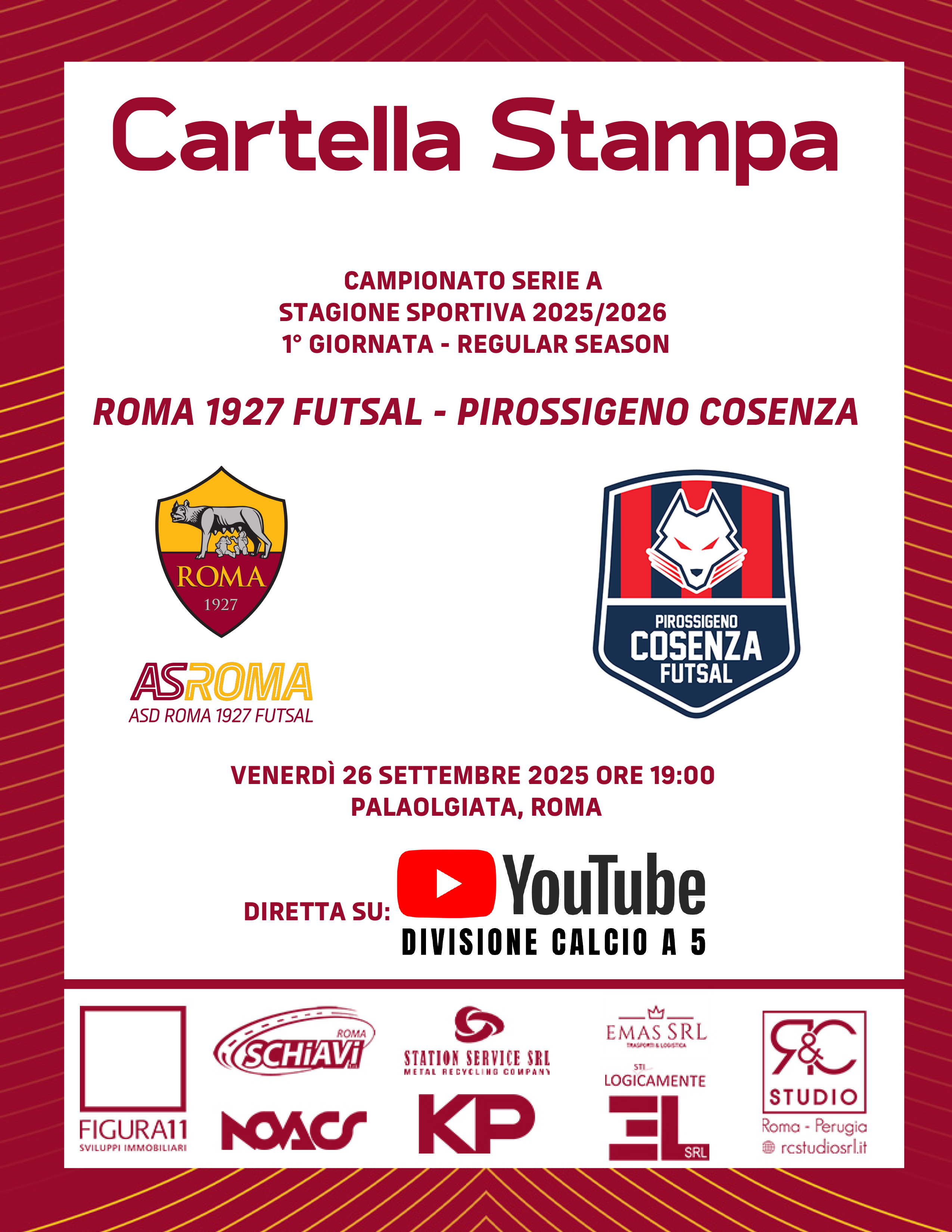 Roma 1927 Futsal - Pirossigeno Cosenza | La cartella stampa 