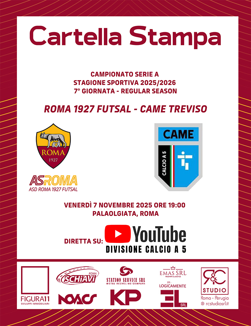 Roma 1927 Futsal - Came Treviso | La cartella stampa 