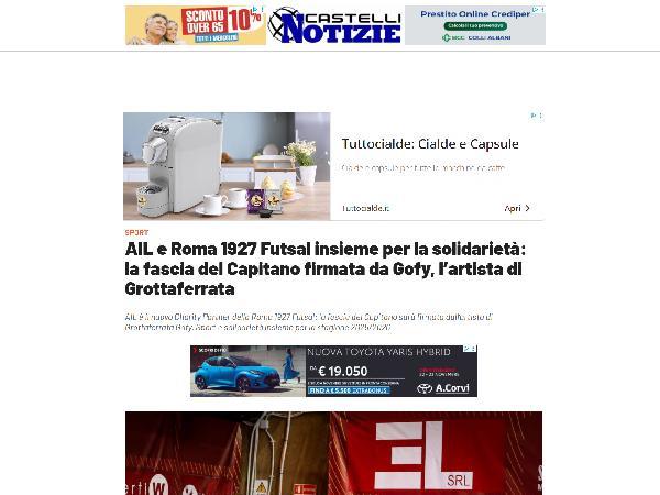 L'articolo su CastelliNotizie.it dedicato alla Roma 1927 Futsal
