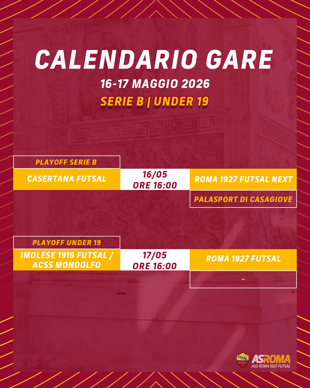 Calendario gare 12-17 maggio 2026