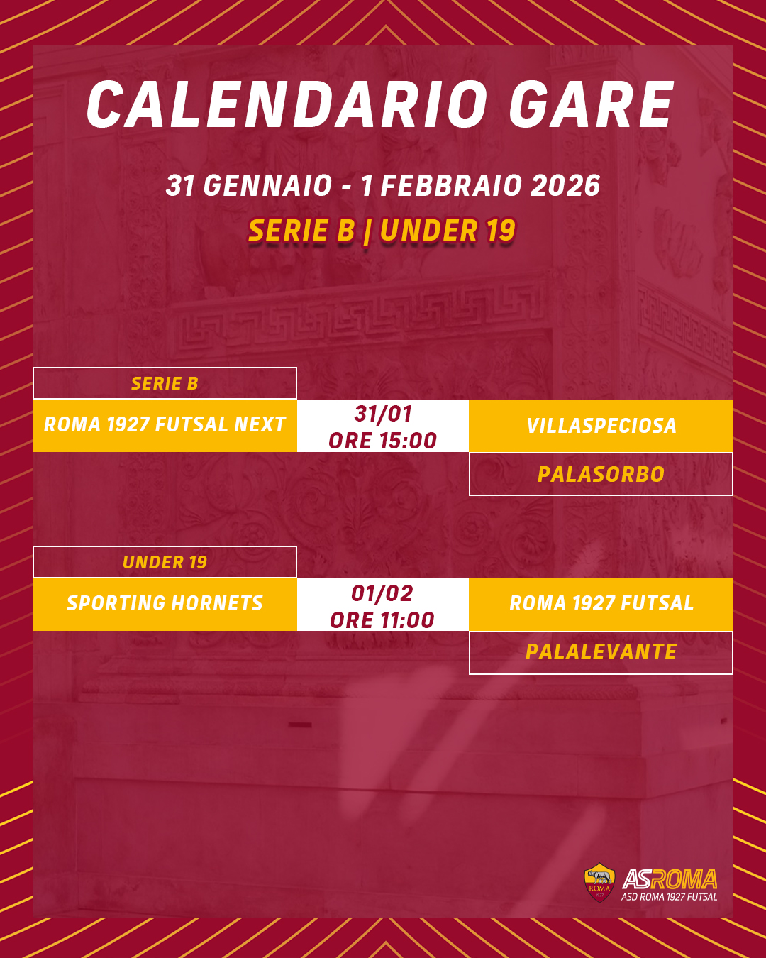 Calendario gare 31 gennaio - 1 febbraio 2026