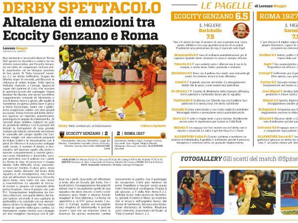 L'articolo dedicato alla Roma 1927 Futsal su Gazzetta Regionale
