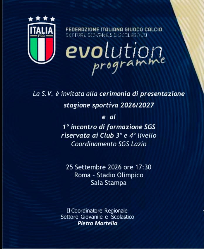 1° Incontro di Formazione Regionale SGS – Evolution Programme