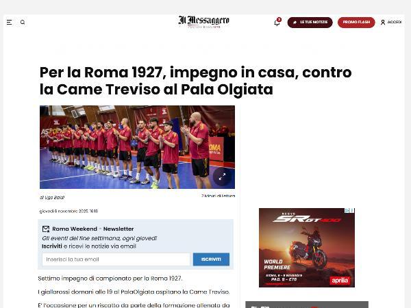 L'articolo su Il Messaggero dedicato alla Roma 1927 Futsal
