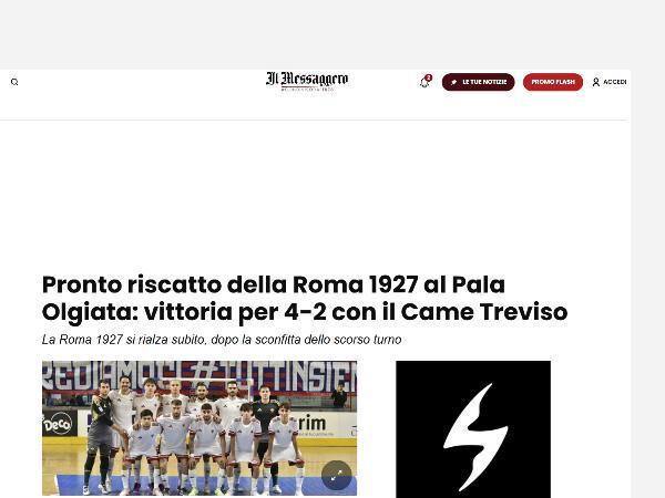 L'articolo su Il Messaggero dedicato alla Roma 1927 Futsal