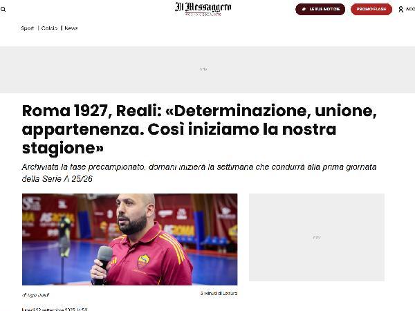L'intervista a Fabrizio Reali su Il Messaggero