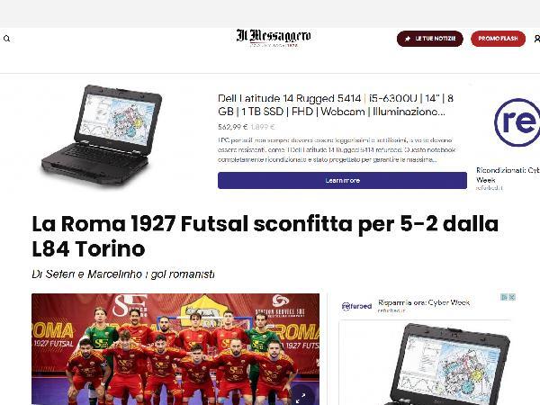 L'articolo su Il Messaggero dedicato alla Roma 1927 Futsal
