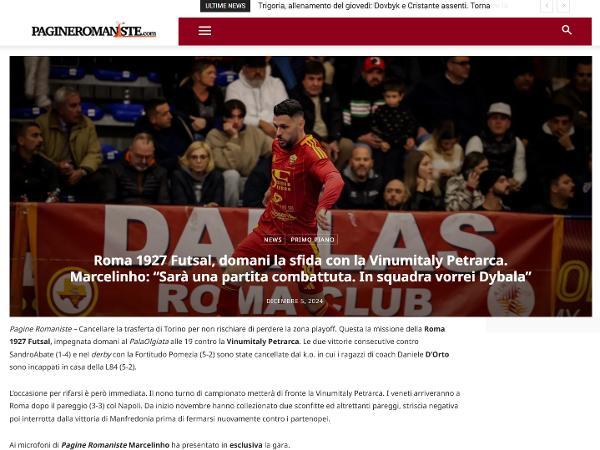 L'intervista a Marcelinho su PagineRomaniste.com