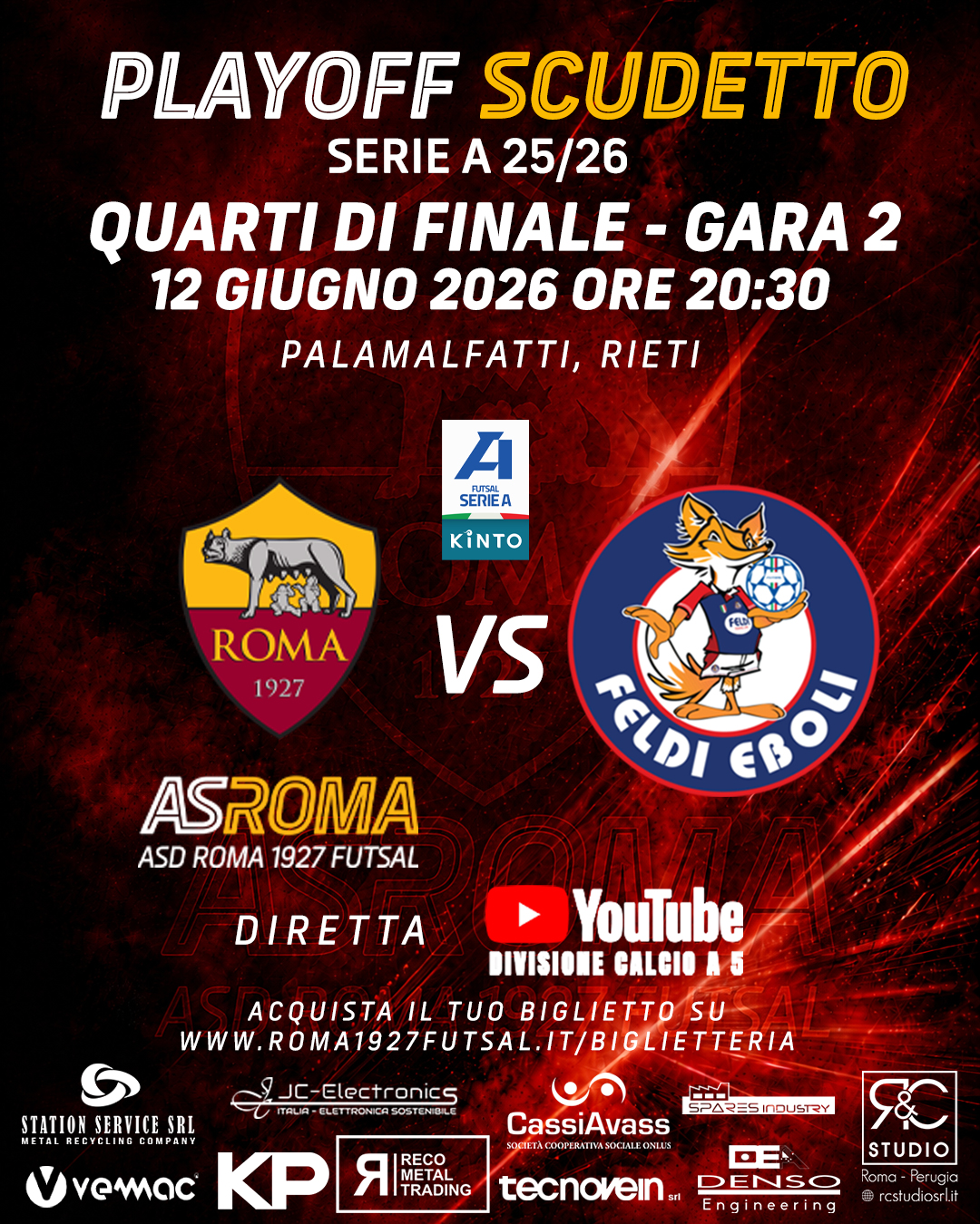Biglietteria | Roma 1927 - Feldi Eboli | Playoff Scudetto 25-26 Gara 2