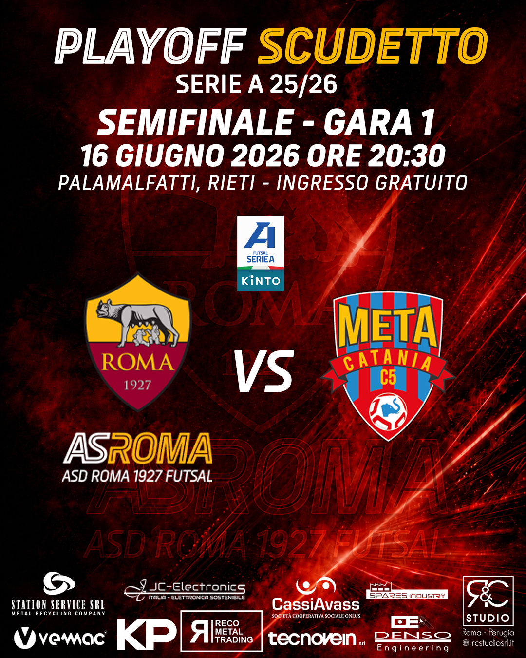 Biglietteria Gara 1 semifinale Scudetto | Ingresso gratuito previa registrazione | Roma 1927 - Covei Meta Catania 