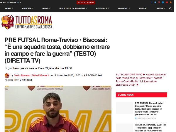 L'intervista a Matteo Biscossi su TuttoASRoma.it