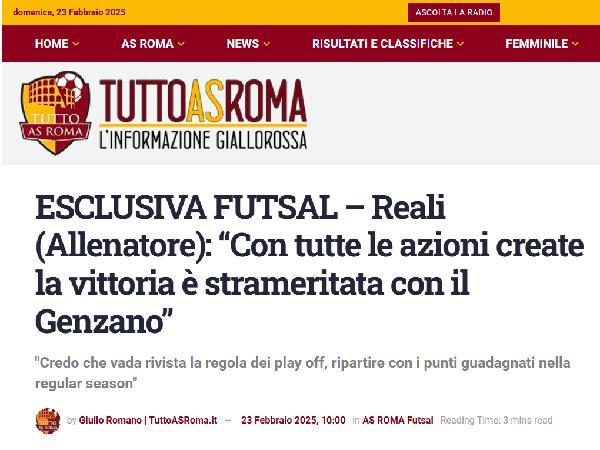 L'intervista al Mister Fabrizio Reali su TuttoASRoma.it