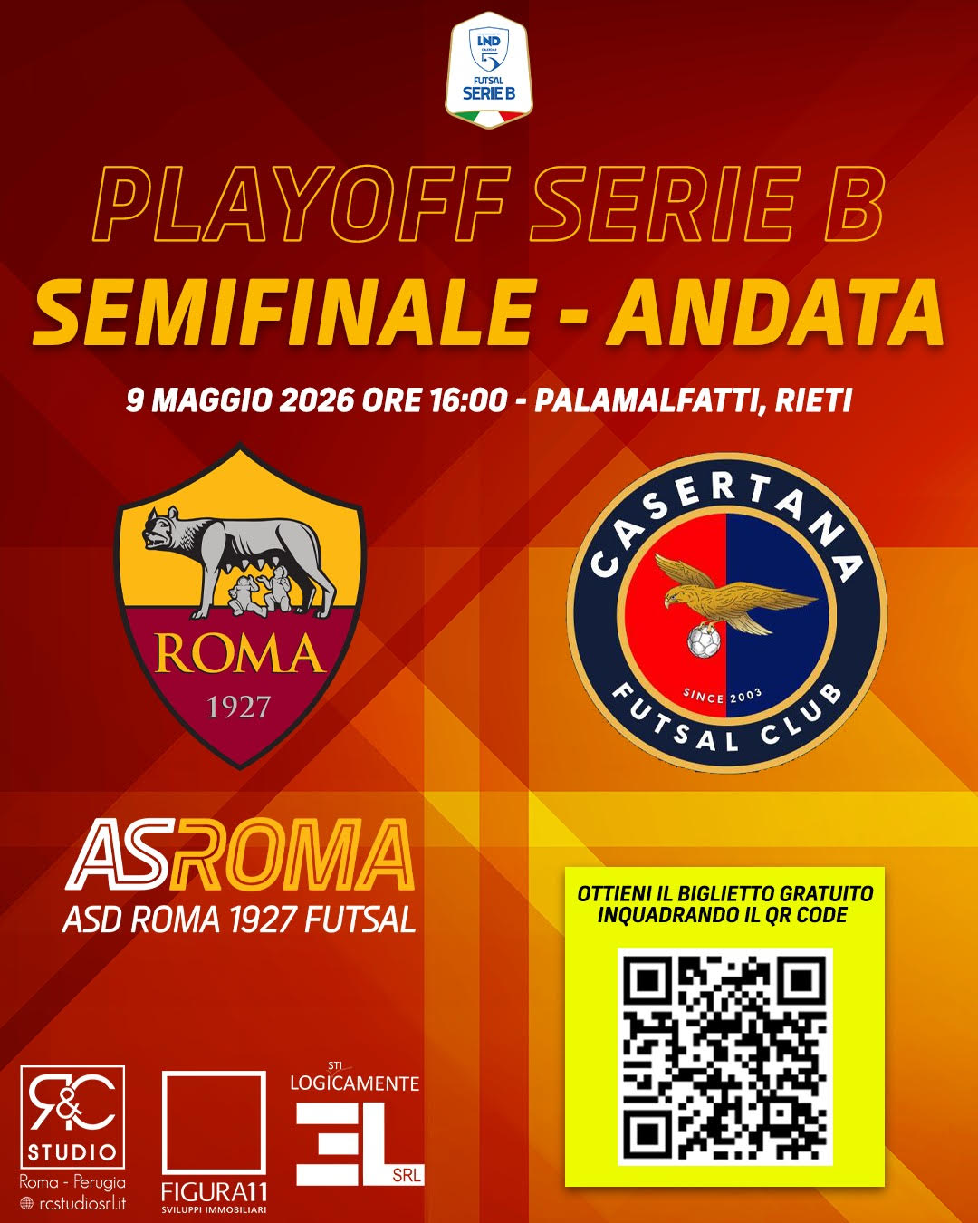 Serie B | Ingresso gratuito previa registrazione | Roma 1927 Next - Casertana Futsal 